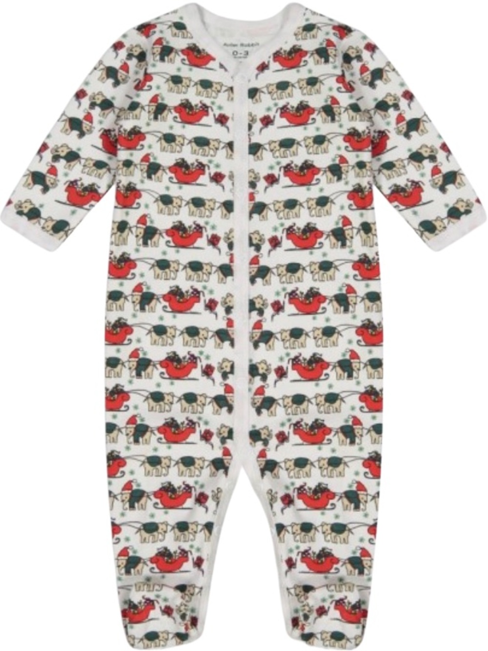Roller Rabbit Infant Holly Jolly Elephant Hathi Footie Pajamas NWT